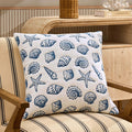 100% Cotton Stitched Seashell Sofa Cushion Cover - Natural/ Blue - DUSK