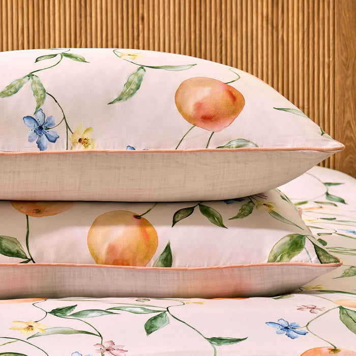 Adeline 300 Thread Count Orange Floral Print Duvet Cover & Pillowcase Set - Orange - DUSK