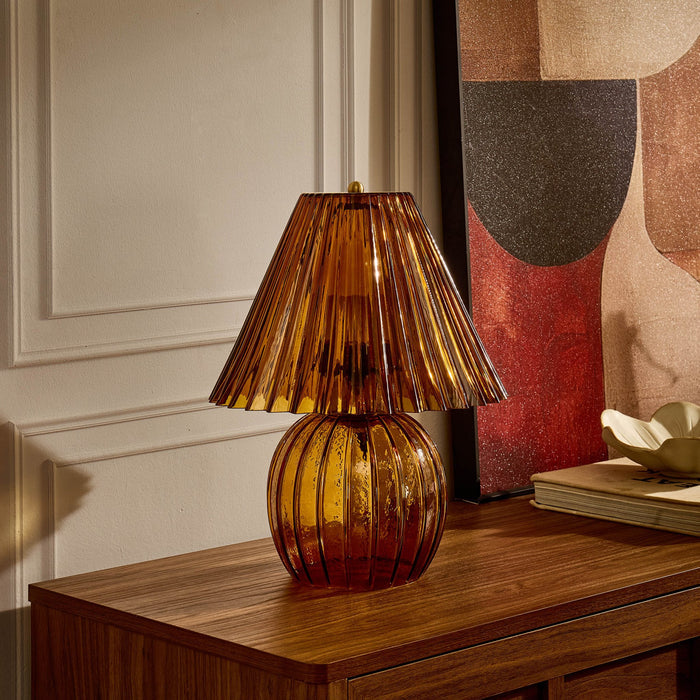 Anya Ribbed Glass Lamp - Amber - DUSK