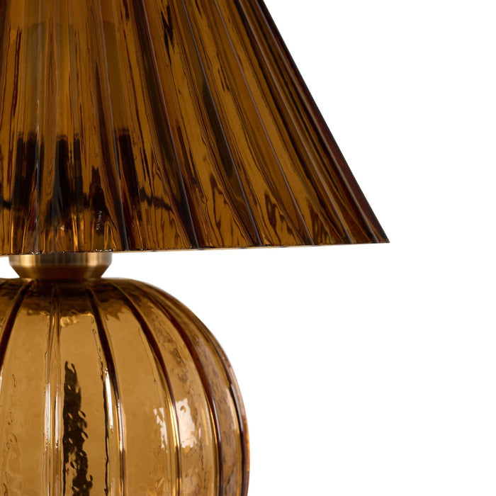 Anya Ribbed Glass Lamp - Amber - DUSK