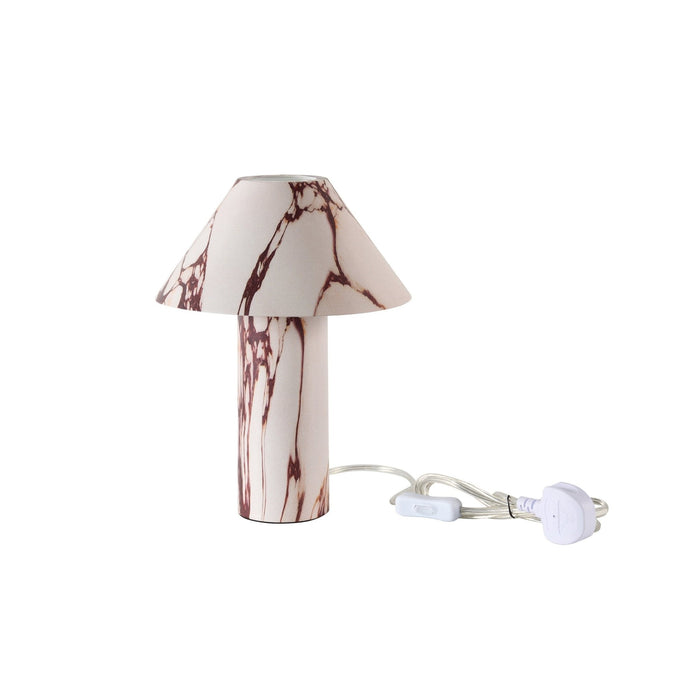 Aria Marble Effect Table Lamp - White - DUSK