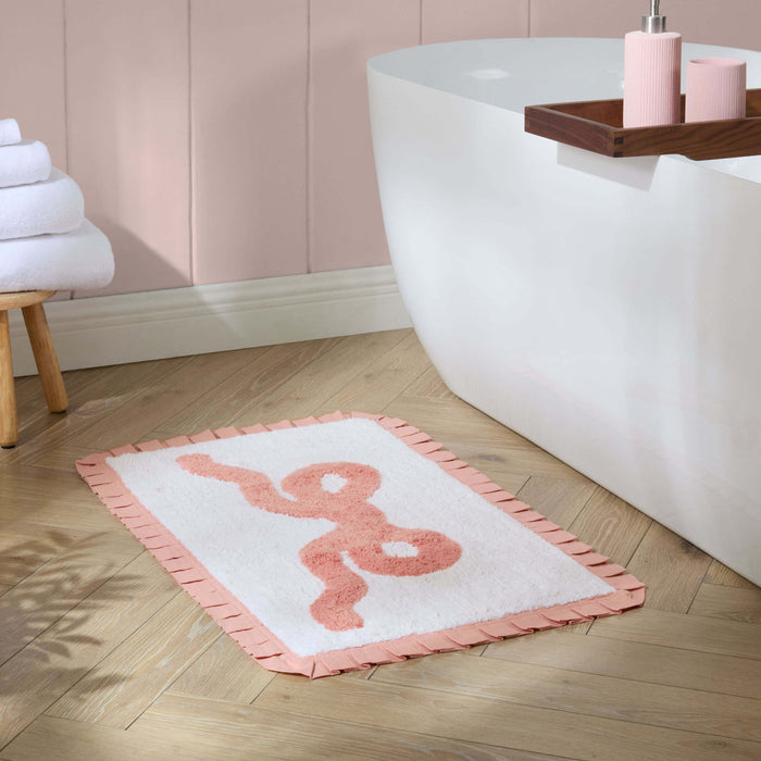 Bow Tufted Bath Mat - Pink/White - DUSK