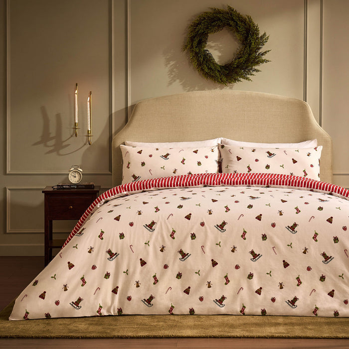 Christmas Icons Duvet Cover & Pillowcase Set - Red - DUSK