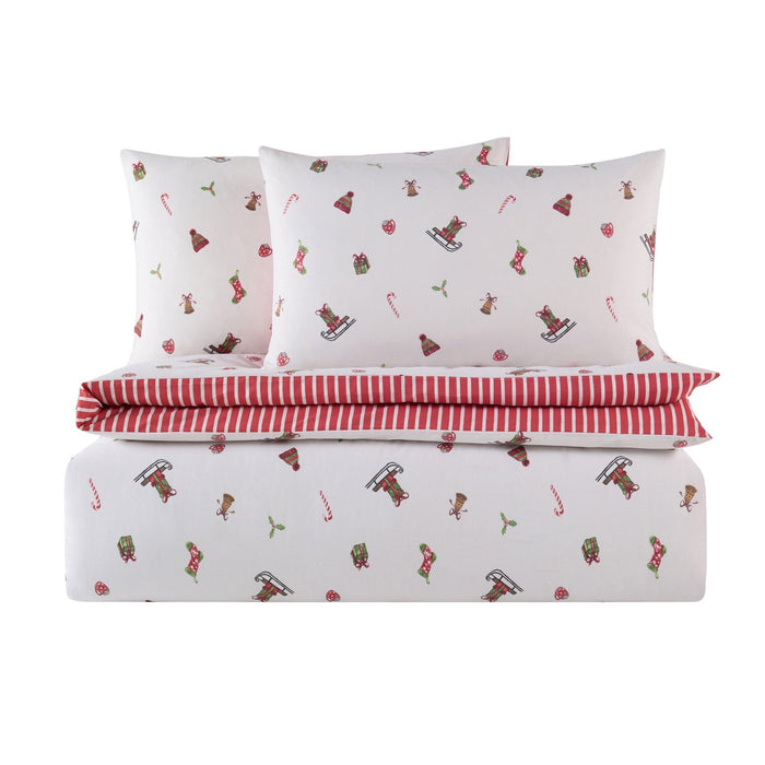 Christmas Icons Duvet Cover & Pillowcase Set - Red - DUSK