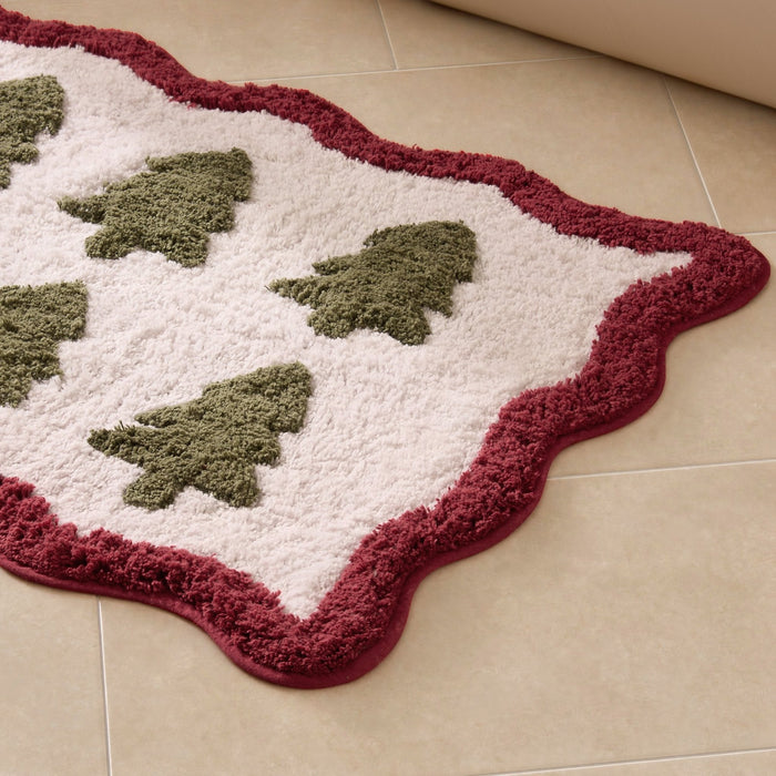 Christmas Tree Scalloped Bath Mat - Fern - DUSK