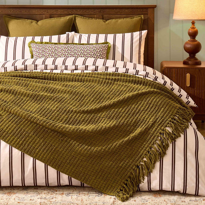 Chunky Chenille Throw - Olive Green - DUSK