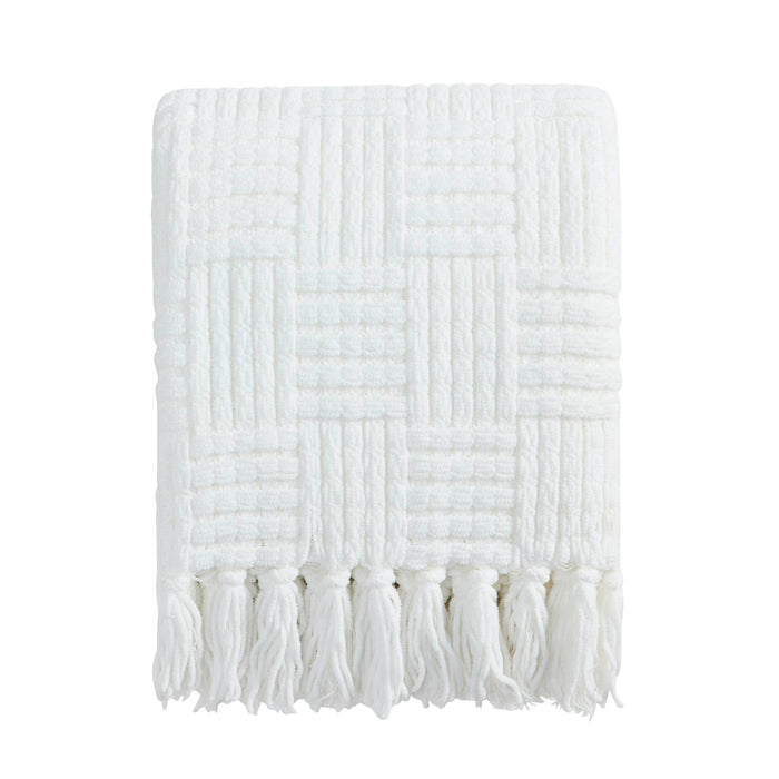 Chunky Chenille Throw - White - DUSK