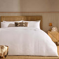 Clipped Jacquard Dobby 100% Cotton Duvet Cover & Pillowcase Set - White - DUSK
