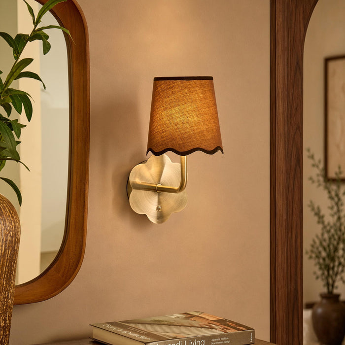 Colette Chrome Flower Rechargeable Wall Light - Chrome/Brown - DUSK
