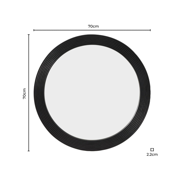 Cyrus Circle Wood Mirror - Black - DUSK