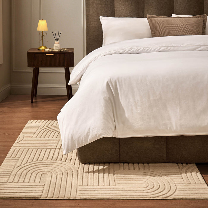 Dan Machine Washable Faux Fur Geometric Pattern Rug - Taupe - DUSK