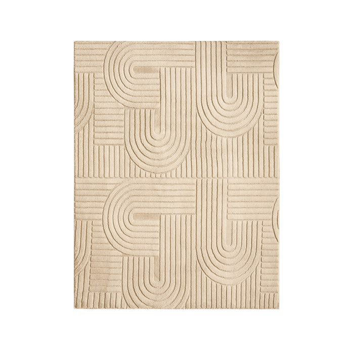 Dan Machine Washable Faux Fur Geometric Pattern Rug - Taupe - DUSK