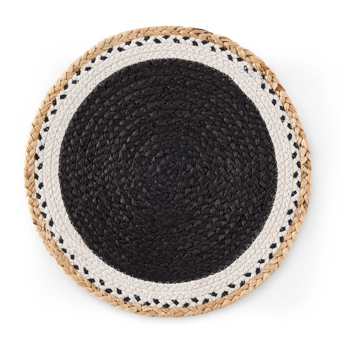 Della Jute Circle Set of 4 Placemats - Black/ Natural - DUSK