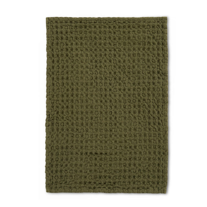 Delphine Waffle Set of 3 Tea Towels - Olive Green - DUSK