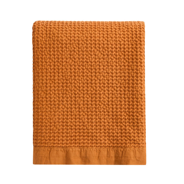 Eleni Cotton Waffle Stonewash Bedspread - Orange - DUSK