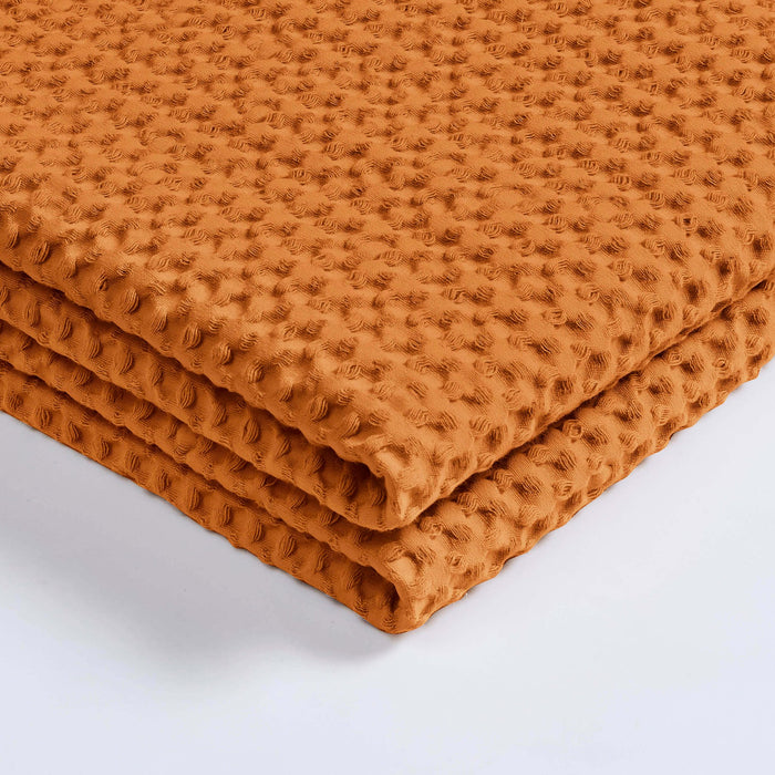 Eleni Cotton Waffle Stonewash Bedspread - Orange - DUSK
