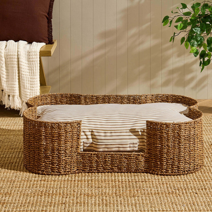 Percy Bone Shaped Seagrass Dog Bed - Natural - DUSK