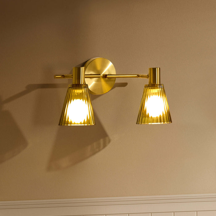Ella Glass Conical Striped Wall Light - Green - DUSK