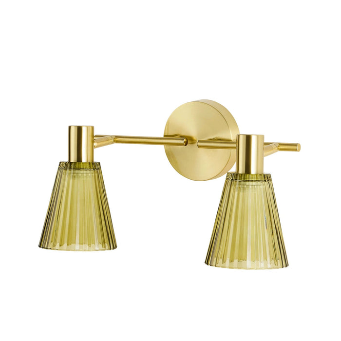 Ella Glass Conical Striped Wall Light - Green - DUSK