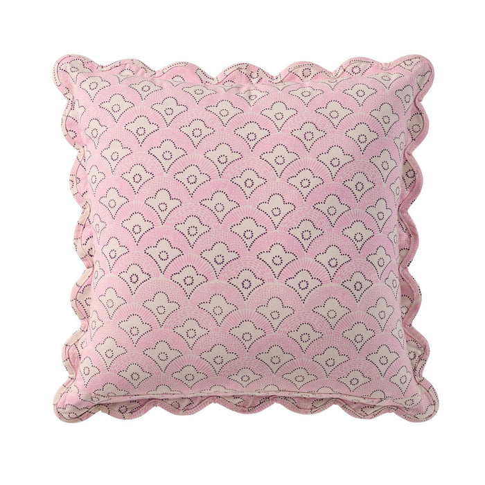 Esme 100% Cotton Printed Scallop Cushion Cover - Pink - DUSK