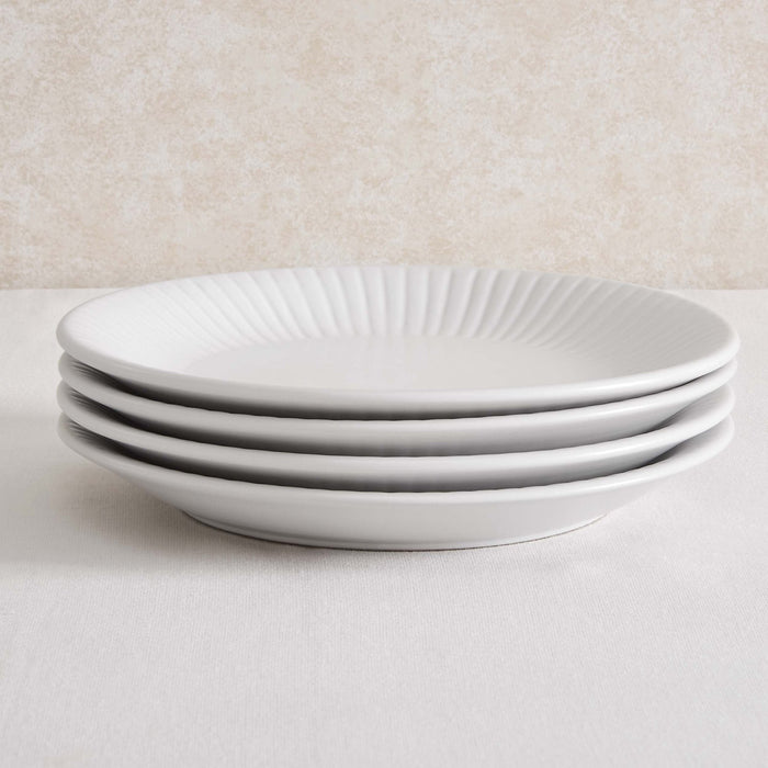 Ethan Embossed Stoneware 12pc Dinner Set - White - DUSK