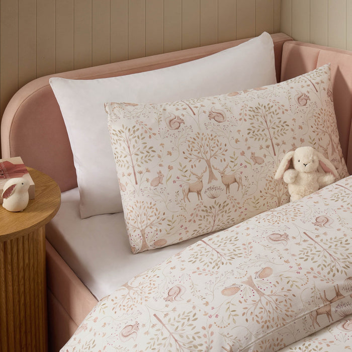 Faith Woodland 100% Cotton Kids Duvet Cover & Pillowcase Set - Natural - DUSK