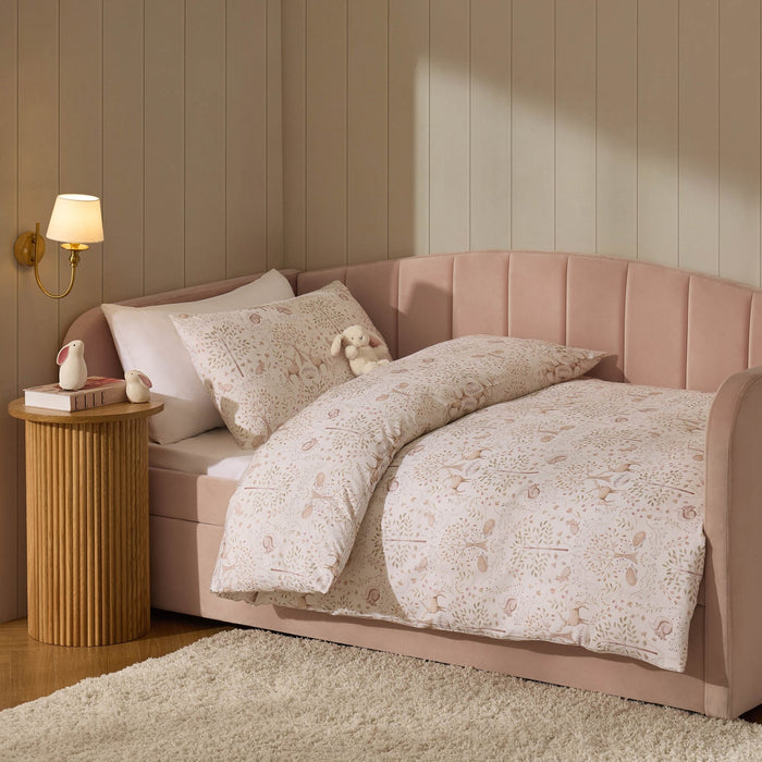 Faith Woodland 100% Cotton Kids Duvet Cover & Pillowcase Set - Natural - DUSK
