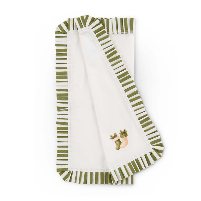 Farron Frill Edge Christmas Set of 4 Napkins - Green - DUSK