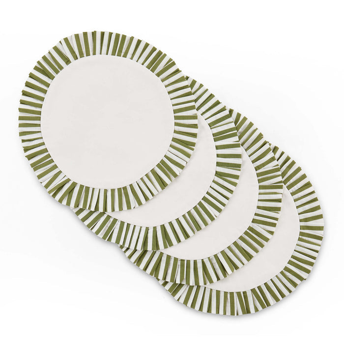 Farron Frill Edge Christmas Set of 4 Placemats - Green - DUSK