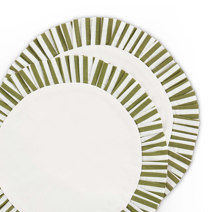 Farron Frill Edge Christmas Set of 4 Placemats - Green - DUSK