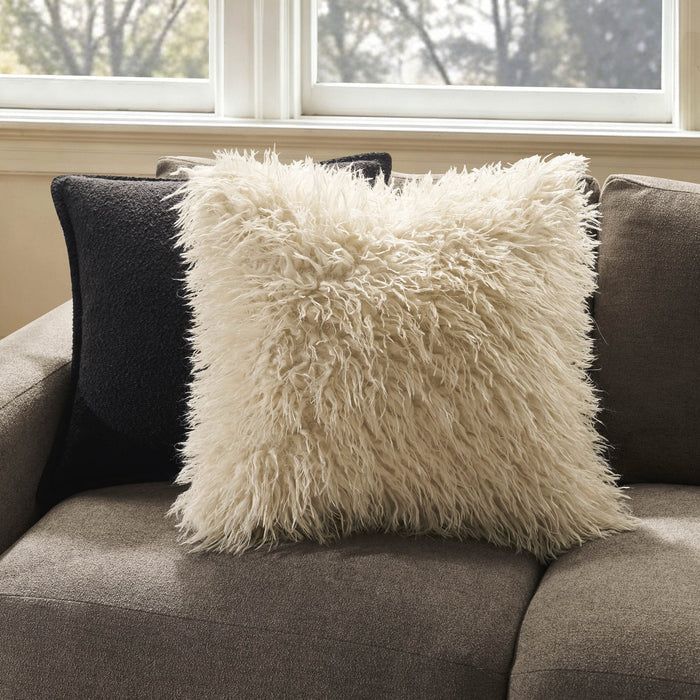 Faux Fur Sheepskin Sofa Cushion Cover - Off White - DUSK