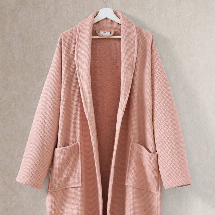 Fiji Waffle Cotton Robe - Pink - DUSK