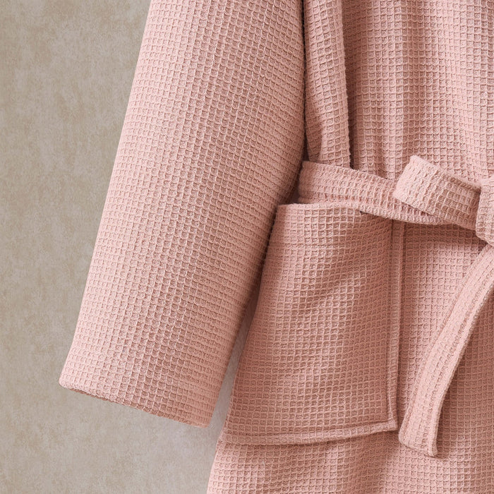 Fiji Waffle Cotton Robe - Pink - DUSK