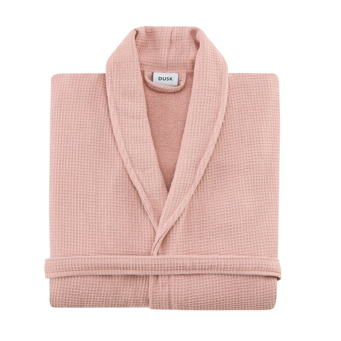 Fiji Waffle Cotton Robe - Pink - DUSK