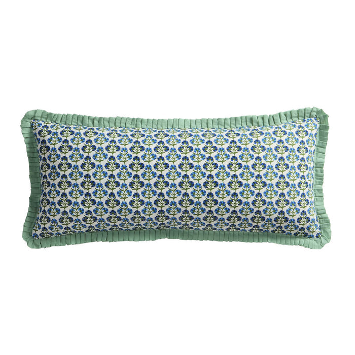Fiona 100% Cotton Box Pleat Edge Printed Cushion Cover - Blue - DUSK
