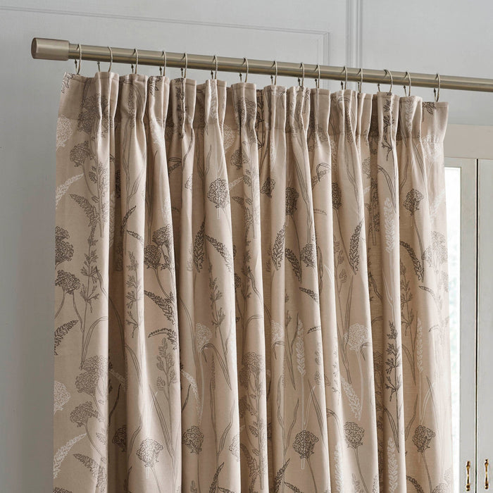 Floral Pencil Pleat Curtains - Taupe - DUSK