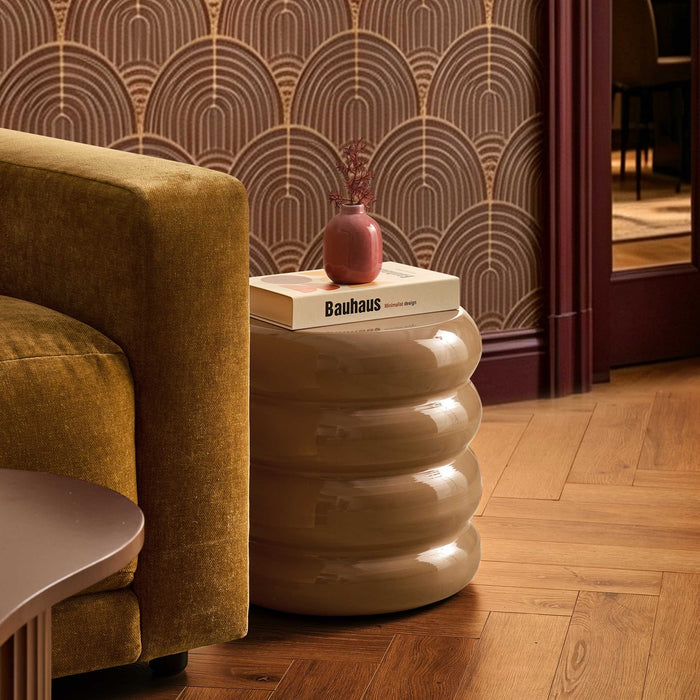 Florrie High Gloss Side Table - Caramel - DUSK