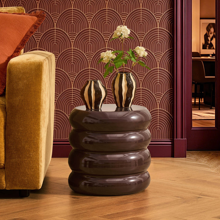 Florrie High Gloss Side Table - Chocolate - DUSK