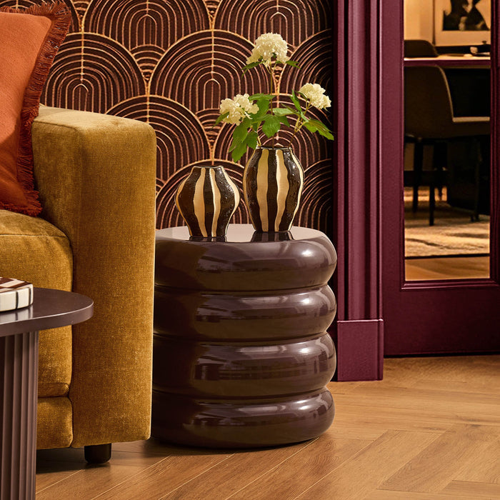 Florrie High Gloss Side Table - Chocolate - DUSK
