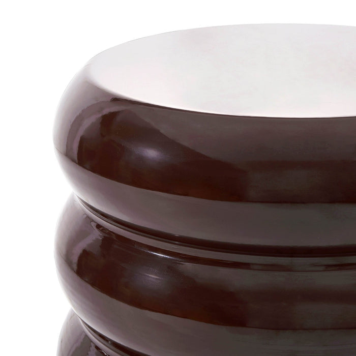 Florrie High Gloss Side Table - Chocolate - DUSK