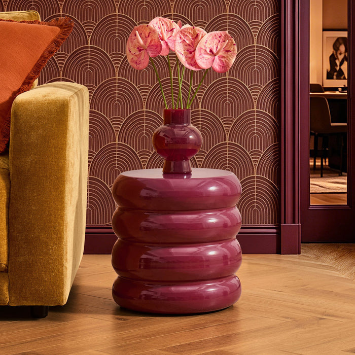 Florrie High Gloss Side Table - Wine - DUSK