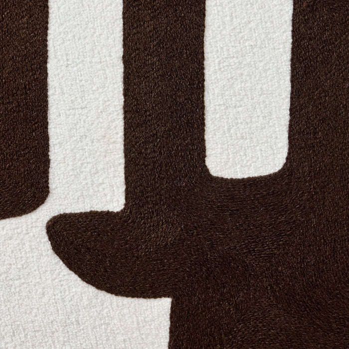 Geometric Embroidered Cushion Cover - Chocolate - DUSK