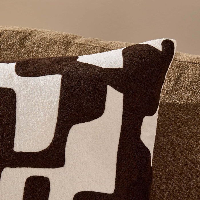 Geometric Embroidered Sofa Cushion Cover - Chocolate - DUSK