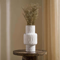 Gina Asymmetric Ribbed Vase - White - DUSK