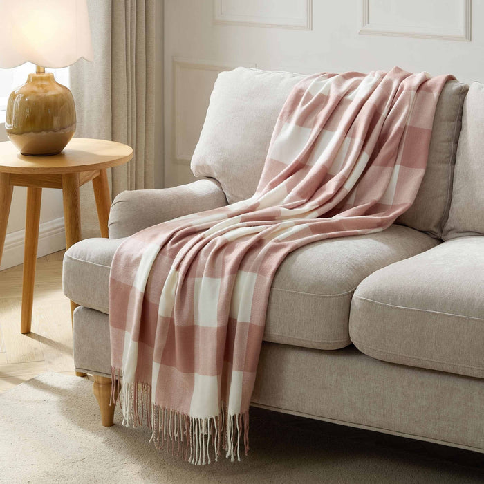 Gingham Sofa Throw - Cinder Rose - DUSK