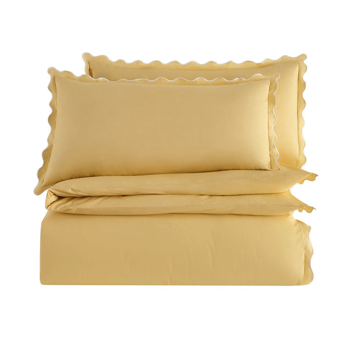 Grace Embroidered Edge 100% Cotton 200 Thread Count Duvet Cover - Buttermilk - DUSK
