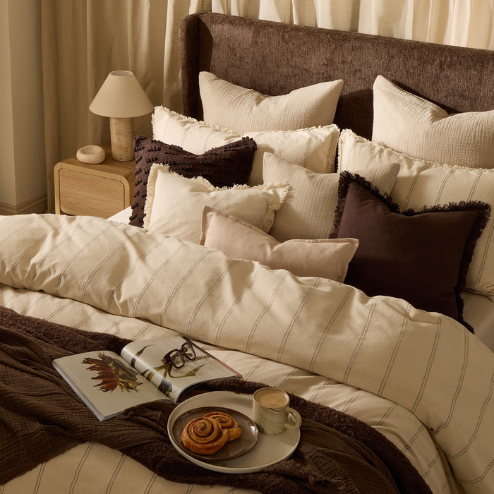 Hallie Linen Blend Yarn Dye Stripe Duvet Cover & Pillowcase Set - Natural - DUSK