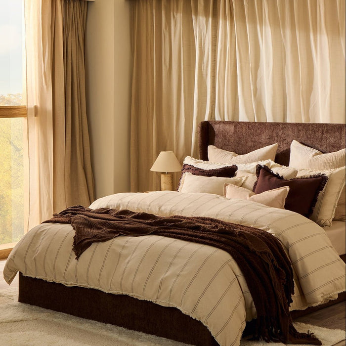 Hallie Linen Blend Yarn Dye Stripe Duvet Cover & Pillowcase Set - Natural - DUSK