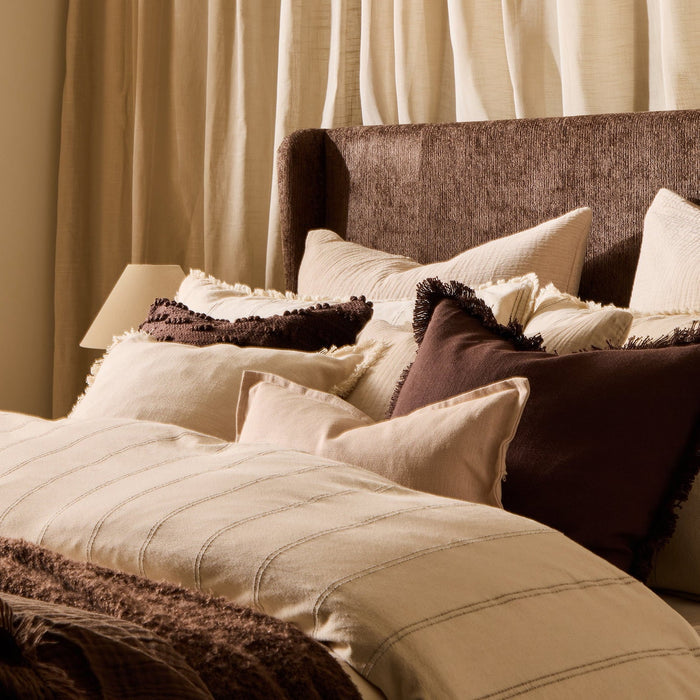 Hallie Linen Blend Yarn Dye Stripe Duvet Cover & Pillowcase Set - Natural - DUSK