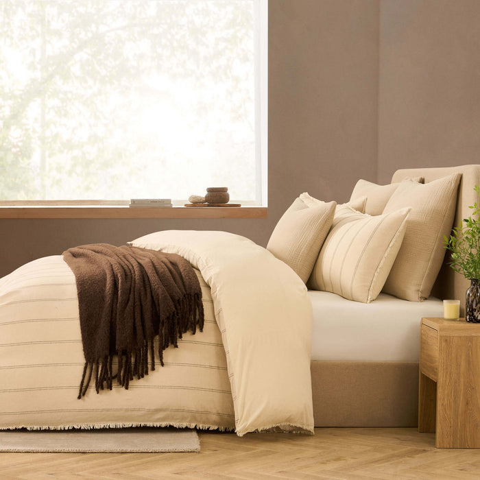 Hallie Linen Blend Yarn Dye Stripe Duvet Cover & Pillowcase Set - Natural - DUSK